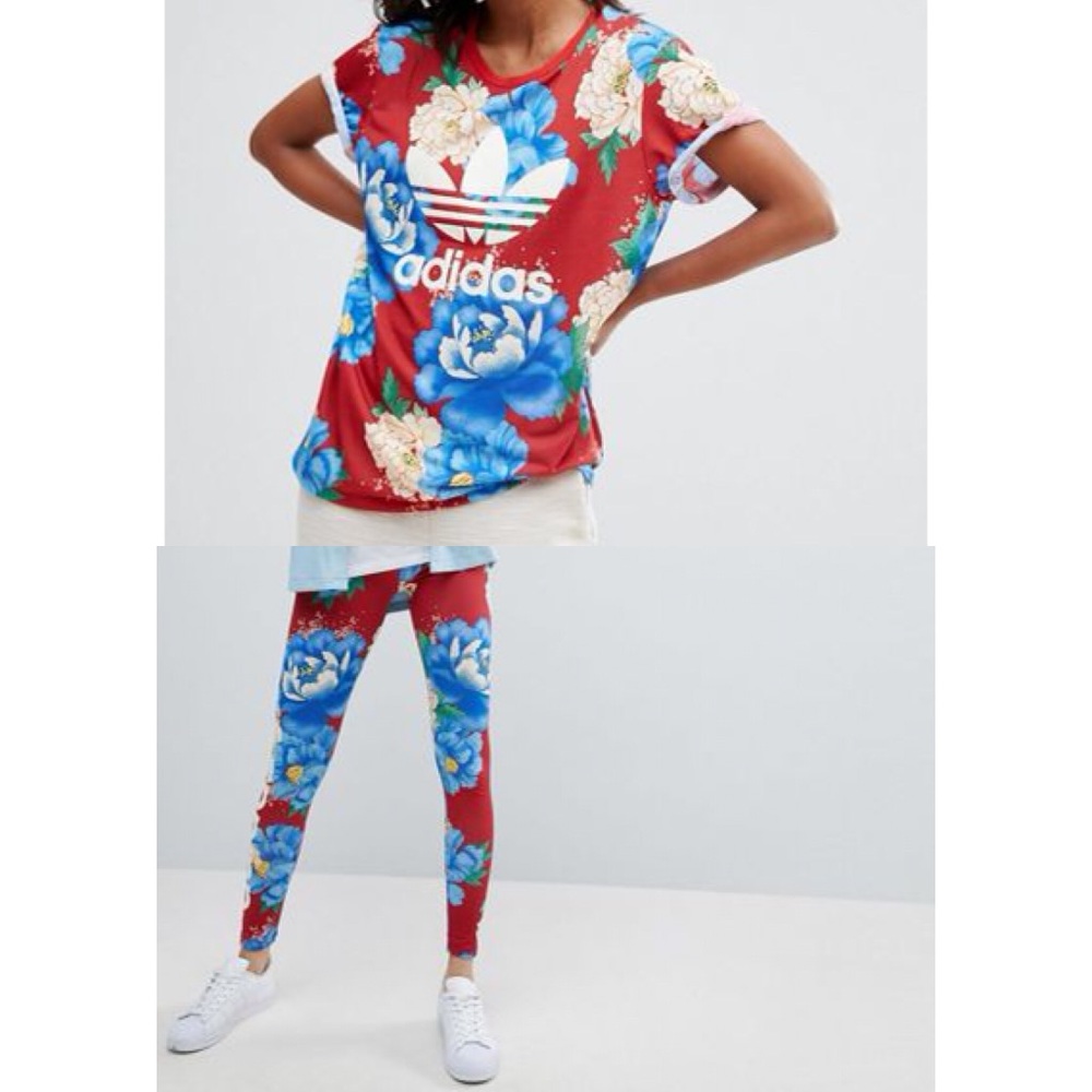 adidas Originals Floral Print Leggings & T-Shirt